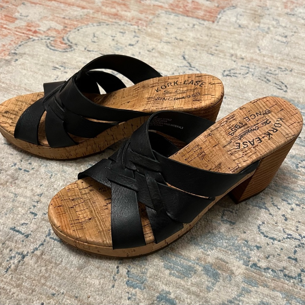 Kork-Ease Black and Tan Wedges